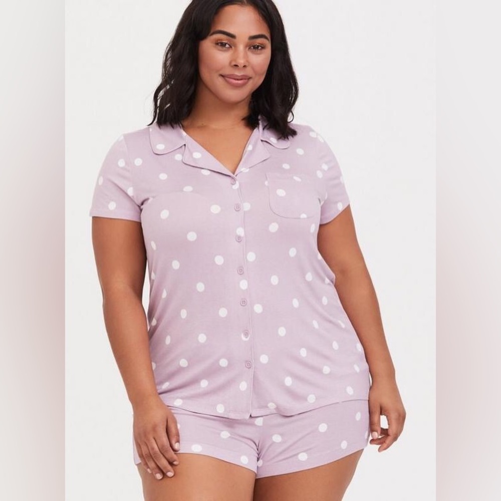 Torrid Super Soft Button Through Short Sleeve Sle… - image 1
